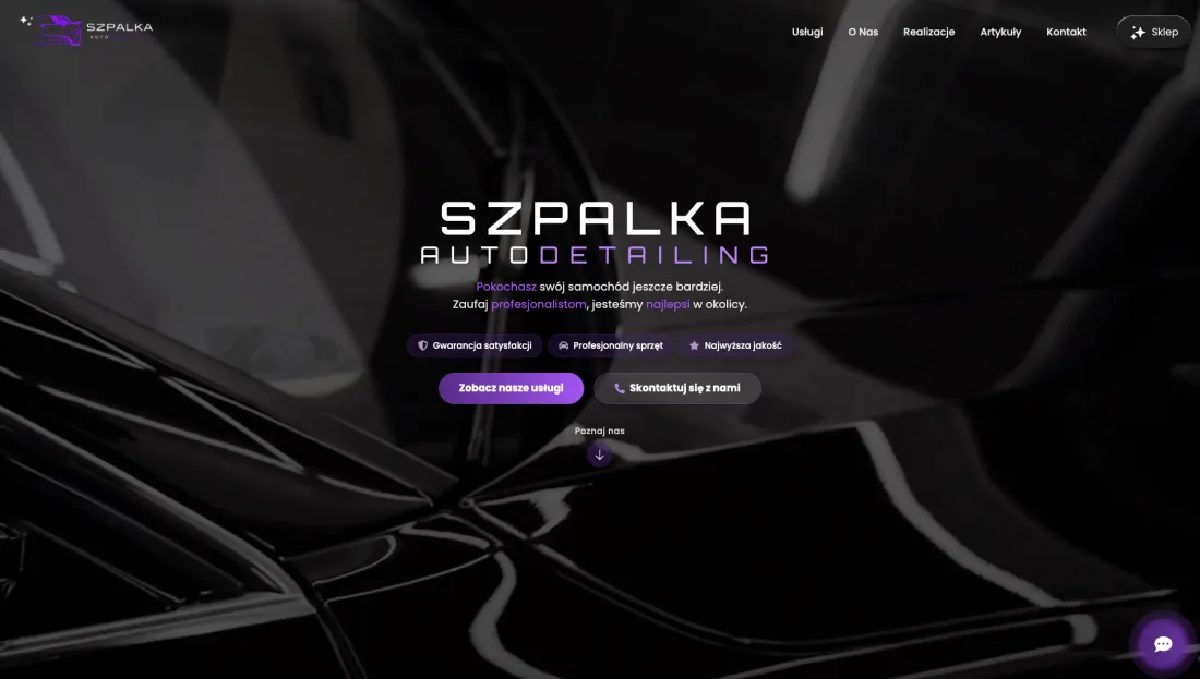 Szpalka Autodetailing — zrzut ekranu